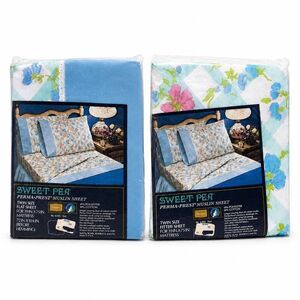 Vintage Sears Sweet Pea Twin Sheet Set NOS Floral Cottagecore 70s Bedding